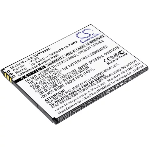 Sugar Y12S helyettesítő mobiltelefon akkumulátor (Li-ion, 3.8V, 2300mAh / 8.74Wh) - Utángyártott