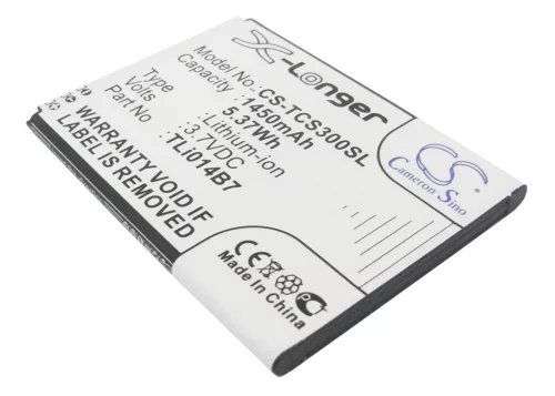 TCL TLi014B7 helyettesítő mobiltelefon akkumulátor (Li-ion, 3.7V, 1450mAh / 5.37Wh) - Utángyártott