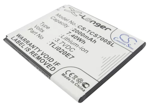 TCL TLi020JD helyettesítő mobiltelefon akkumulátor (Li-ion, 3.7V, 2000mAh / 7.40Wh) - Utángyártott