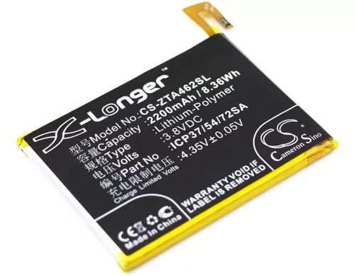 ZTE ICP37/54/72SA helyettesítő mobiltelefon akkumulátor (Li-Polymer, 3.8V, 2200mAh / 8.36Wh) - Utángyártott