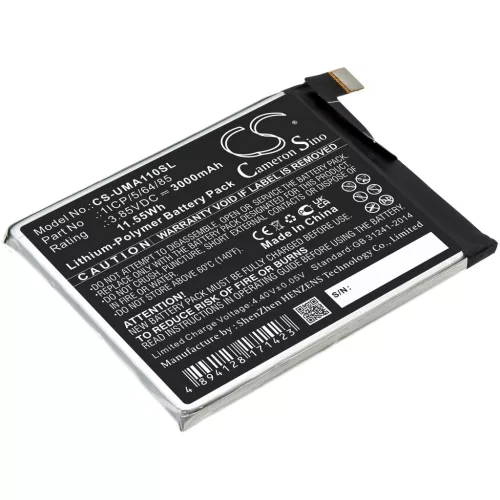 UMI 1ICP/5/64/85 helyettesítő mobiltelefon akkumulátor (Li-Polymer, 3.85V, 3000mAh / 11.55Wh) - Utángyártott