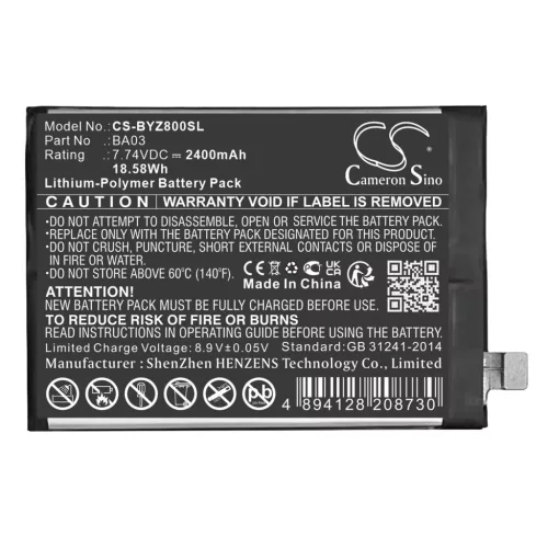 VIVO BA03 helyettesítő mobiltelefon akkumulátor (Li-Polymer, 7.74V, 2400mAh / 18.58Wh) - Utángyártott