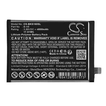   VIVO B-X6 helyettesítő mobiltelefon akkumulátor (Li-Polymer, 3.89V, 4500mAh / 17.51Wh) - Utángyártott