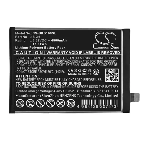 VIVO B-X6 helyettesítő mobiltelefon akkumulátor (Li-Polymer, 3.89V, 4500mAh / 17.51Wh) - Utángyártott