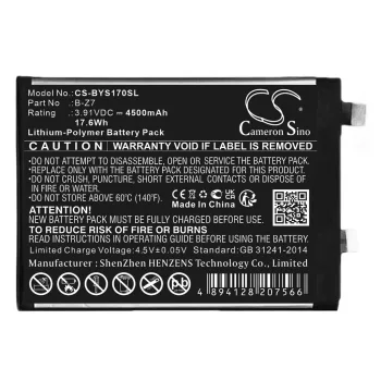   VIVO B-Z7 helyettesítő mobiltelefon akkumulátor (Li-Polymer, 3.91V, 4500mAh / 17.6Wh) - Utángyártott