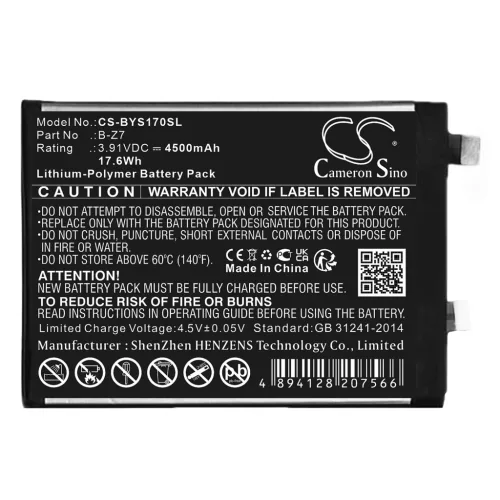 VIVO B-Z7 helyettesítő mobiltelefon akkumulátor (Li-Polymer, 3.91V, 4500mAh / 17.6Wh) - Utángyártott