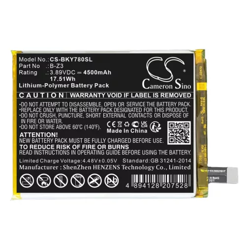 VIVO B-Z3 helyettesítő mobiltelefon akkumulátor (Li-Polymer, 3.89V, 4500mAh / 17.51Wh) - Utángyártott