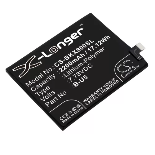 VIVO B-U5 helyettesítő mobiltelefon akkumulátor (Li-Polymer, 7.78V, 2200mAh / 17.12Wh) - Utángyártott