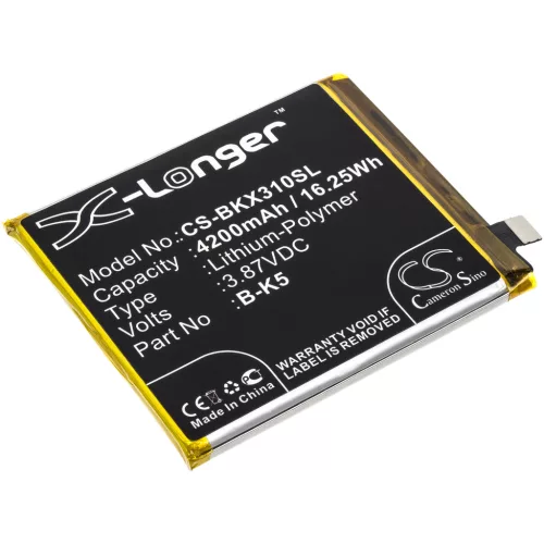 VIVO B-K5 helyettesítő mobiltelefon akkumulátor (Li-Polymer, 3.87V, 4200mAh / 16.25Wh) - Utángyártott