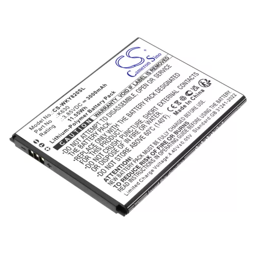 Wiko K630 helyettesítő mobiltelefon akkumulátor (Li-Polymer, 3.85V, 3000mAh / 11.55Wh) - Utángyártott