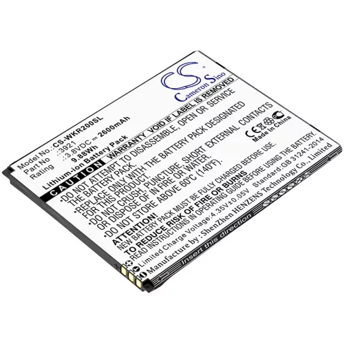 Wiko 3921 helyettesítő mobiltelefon akkumulátor (Li-ion, 3.8V, 2600mAh / 9.88Wh) - Utángyártott