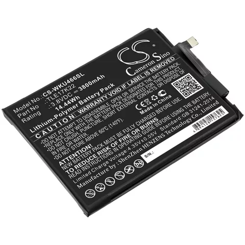 Wiko TLE17K22 helyettesítő mobiltelefon akkumulátor (Li-Polymer, 3.8V, 3800mAh / 14.44Wh) - Utángyártott