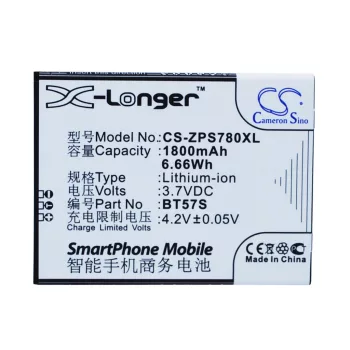   ZOPO BT57S helyettesítő mobiltelefon akkumulátor (Li-ion, 3.7V, 1800mAh / 6.66Wh) - Utángyártott
