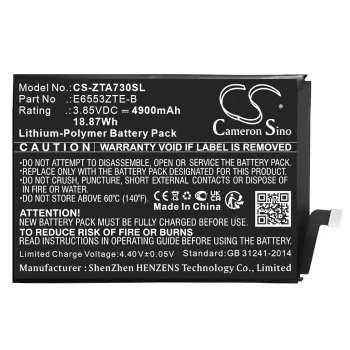   ZTE E6553ZTE-B helyettesítő mobiltelefon akkumulátor (Li-Polymer, 3.85V, 4900mAh / 18.87Wh) - Utángyártott