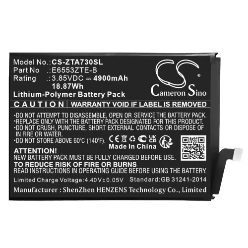ZTE E6553ZTE-B helyettesítő mobiltelefon akkumulátor (Li-Polymer, 3.85V, 4900mAh / 18.87Wh) - Utángyártott