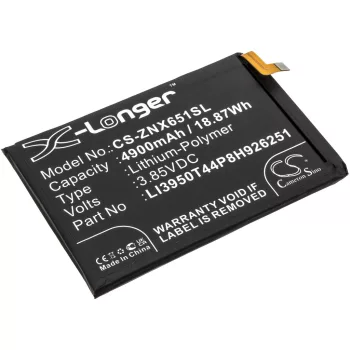   ZTE LI3950T44P8H926251 helyettesítő mobiltelefon akkumulátor (Li-Polymer, 3.85V, 4900mAh / 18.87Wh) - Utángyártott