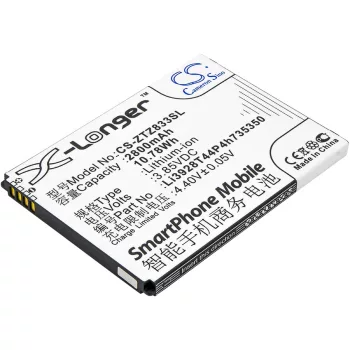   ZTE Li3928T44P4h735350 helyettesítő mobiltelefon akkumulátor (Li-ion, 3.85V, 2800mAh / 10.78Wh) - Utángyártott