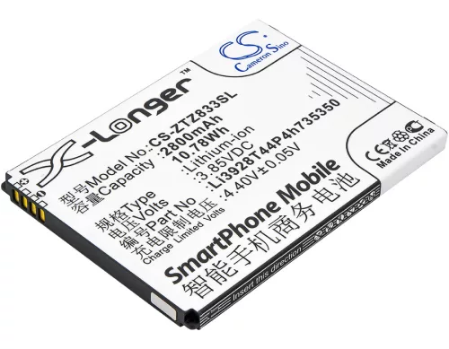 ZTE Li3928T44P4h735350 helyettesítő mobiltelefon akkumulátor (Li-ion, 3.85V, 2800mAh / 10.78Wh) - Utángyártott