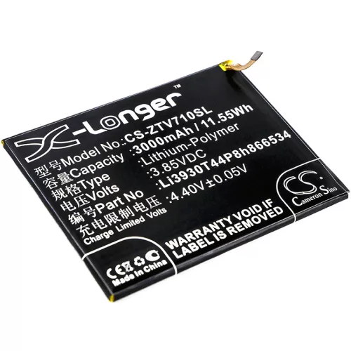 ZTE Li3930T44P8h866534 helyettesítő mobiltelefon akkumulátor (Li-Polymer, 3.85V, 3000mAh / 11.55Wh) - Utángyártott