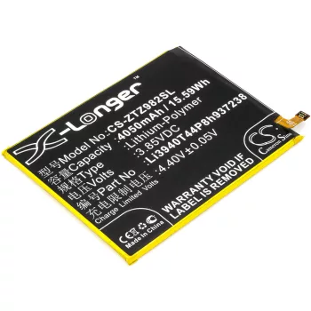   ZTE Li3940T44P8h937238 helyettesítő mobiltelefon akkumulátor (Li-Polymer, 3.85V, 4050mAh / 15.59Wh) - Utángyártott