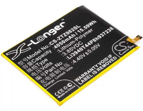 ZTE Li3940T44P8h937238 helyettesítő mobiltelefon akkumulátor (Li-Polymer, 3.85V, 4050mAh / 15.59Wh) - Utángyártott