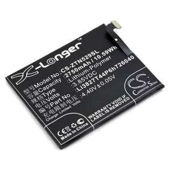   ZTE Li3827T44P6h726040 helyettesítő mobiltelefon akkumulátor (Li-Polymer, 3.85V, 2750mAh / 10.59Wh) - Utángyártott