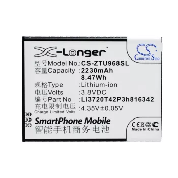   ZTE Li3823T43P3h816342 helyettesítő mobiltelefon akkumulátor (Li-ion, 3.8V, 2230mAh / 8.47Wh) - Utángyártott