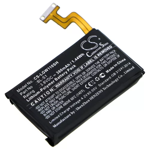 LG BL-S1 helyettesítő okosóra akkumulátor (Li-Polymer, 3.8V, 380mAh / 1.44Wh) - Utángyártott