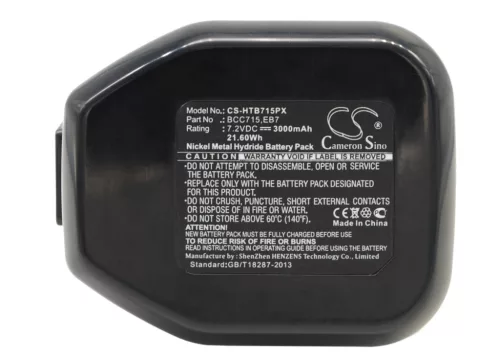 Hitachi EB7S helyettesítő szerszámgép akkumulátor (Ni-MH, 7.2V, 3000mAh / 21.60Wh) - Utángyártott