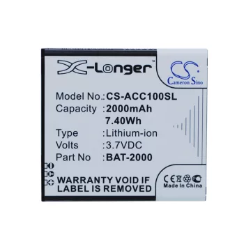   Acer BAT-2000 helyettesítő mobiltelefon akkumulátor (Li-ion, 3.7V, 2000mAh / 7.40Wh) - Utángyártott