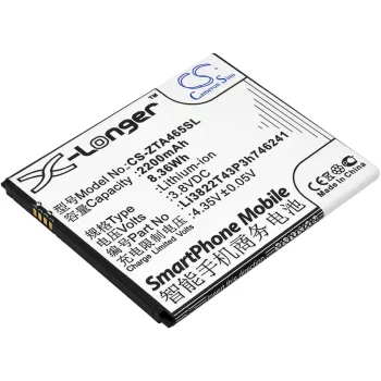  ZTE Li3822T43P4h746241 helyettesítő mobiltelefon akkumulátor (Li-ion, 3.8V, 2200mAh / 8.36Wh) - Utángyártott