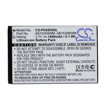   Philips AB1530AWM, AB1530BWM helyettesítő mobiltelefon akkumulátor (Li-ion, 3.7V, 1400mAh) - Utángyártott