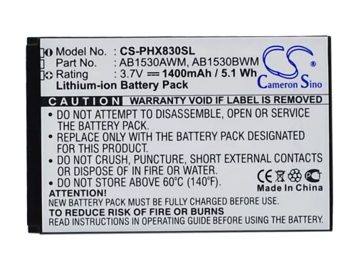 Philips AB1530AWM, AB1530BWM helyettesítő mobiltelefon akkumulátor (Li-ion, 3.7V, 1400mAh) - Utángyártott