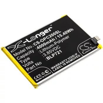   OPPO BLP721 helyettesítő mobiltelefon akkumulátor (Li-Polymer, 3.85V, 4000mAh / 15.40Wh) - Utángyártott