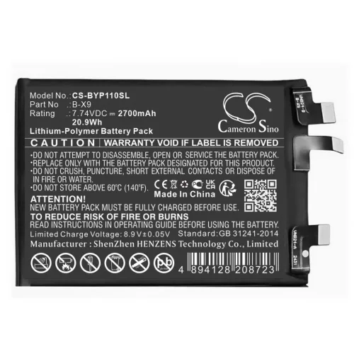 VIVO B-X9 helyettesítő mobiltelefon akkumulátor (Li-Polymer, 7.74V, 2700mAh / 20.9Wh) - Utángyártott