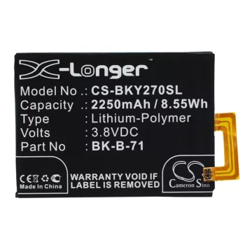   BBK BK-B-71 helyettesítő mobiltelefon akkumulátor (Li-Polymer, 3.8V, 2250mAh / 8.55Wh) - Utángyártott