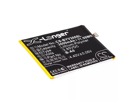 BBK B-A0 helyettesítő mobiltelefon akkumulátor (Li-Polymer, 3.85V, 3000mAh / 11.55Wh) - Utángyártott