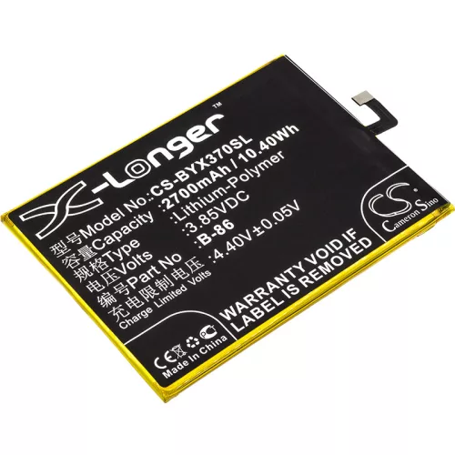 BBK BK-B-86 helyettesítő mobiltelefon akkumulátor (Li-Polymer, 3.85V, 2700mAh / 10.4Wh) - Utángyártott