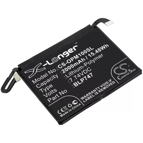 Oppo BLP747 helyettesítő mobiltelefon akkumulátor (Li-Polymer, 7.74V, 2000mAh / 15.48Wh) - Utángyártott