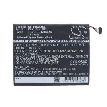   Toshiba PA5123U-1BRS helyettesítő tablet akkumulátor (Li-Polymer, 7.4V, 4200mAh / 31.08Wh) - Utángyártott