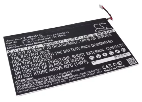 Medion UP110005 helyettesítő tablet akkumulátor (Li-Polymer, 3.7V, 6700mAh / 24.79Wh) - Utángyártott