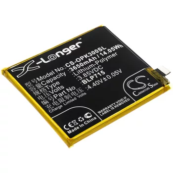   Oppo BLP715 helyettesítő mobiltelefon akkumulátor (Li-Polymer, 3.85V, 3650mAh / 14.05Wh) - Utángyártott