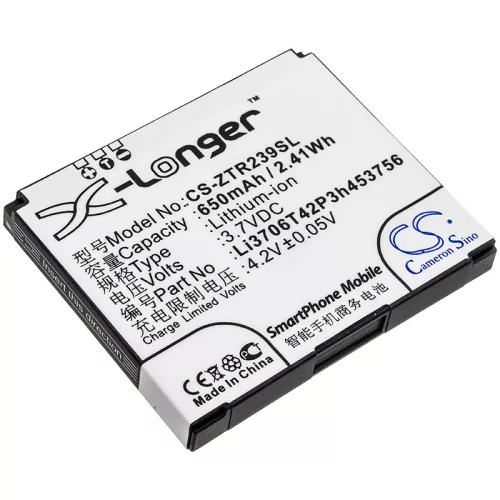 ZTE Li3706T42P3h453756 helyettesítő mobiltelefon akkumulátor (Li-ion, 3.7V, 650mAh / 2.41Wh) - Utángyártott