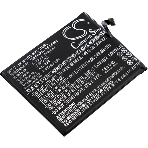 Qiku QK-399 helyettesítő mobiltelefon akkumulátor (Li-Polymer, 3.85V, 3920mAh / 15.09Wh) - Utángyártott
