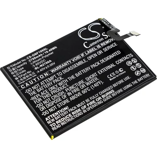 GIONEE BL-N2700A helyettesítő mobiltelefon akkumulátor (Li-Polymer, 3.85V, 2700mAh / 10.4Wh) - Utángyártott