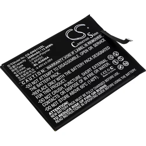 GIONEE BL-N3600A helyettesítő mobiltelefon akkumulátor (Li-Polymer, 3.85V, 3600mAh / 13.86Wh) - Utángyártott