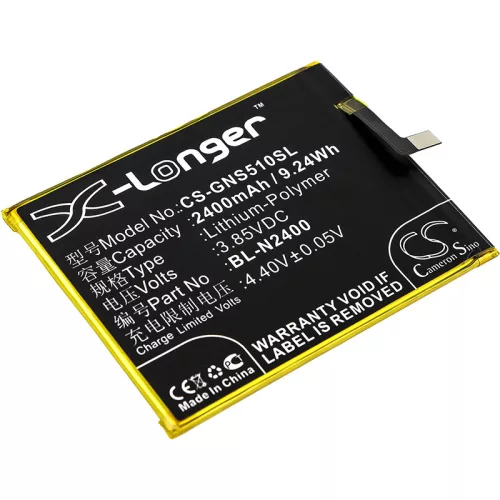 GIONEE BL-N2400 helyettesítő mobiltelefon akkumulátor (Li-Polymer, 3.85V, 2400mAh / 9.24Wh) - Utángyártott