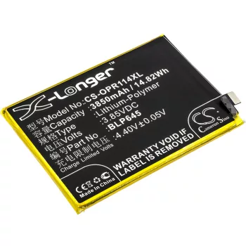  Oppo BLP645 helyettesítő mobiltelefon akkumulátor (Li-Polymer, 3.85V, 3850mAh / 14.82Wh) - Utángyártott