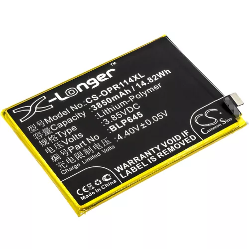 Oppo BLP645 helyettesítő mobiltelefon akkumulátor (Li-Polymer, 3.85V, 3850mAh / 14.82Wh) - Utángyártott
