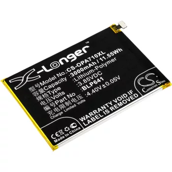  Oppo BLP641 helyettesítő mobiltelefon akkumulátor (Li-Polymer, 3.85V, 3000mAh / 11.55Wh) - Utángyártott